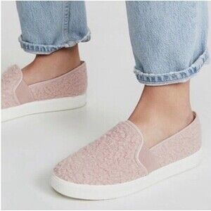 Vince Blair Blush Pink Faux Shearling Slip-On Sneaker Comfort Shoes US8 EU38